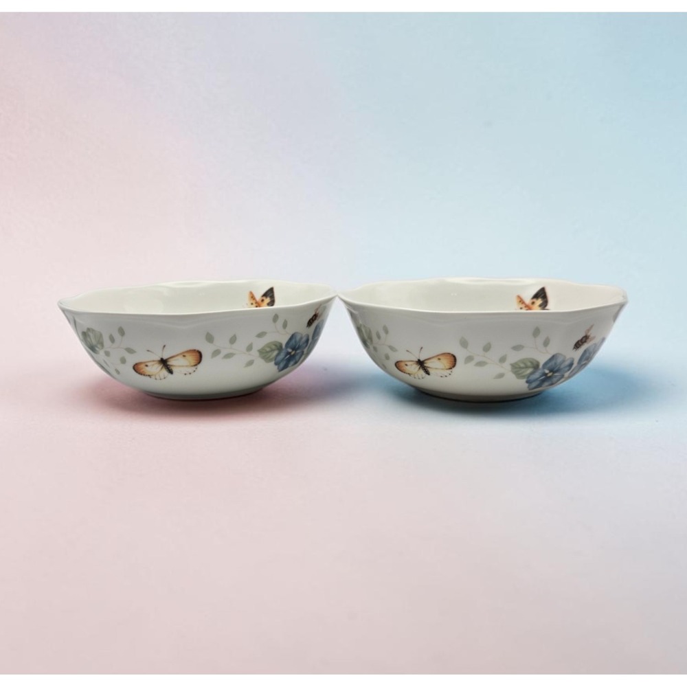 Set Of 2 Lenox Butterfly Meadow By Louise Le Luyer Porcelain All Purpose Bowls